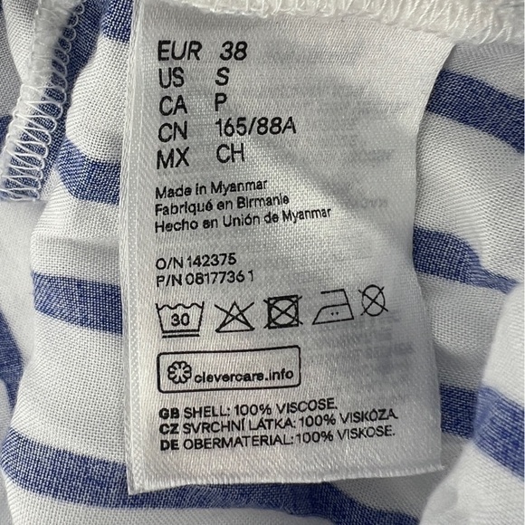 H&M Divided Blue White Striped Collared Long Sleeve Blouse Size Small Women's - Picture 5 of 6
